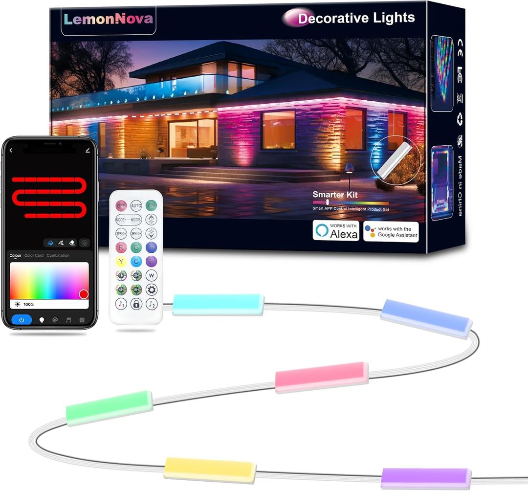 RGB LED Outdoor Patio Lights - IP68 Waterproof, 20 LEDs, Dynamic Color LED Light Strips for Patio Decor