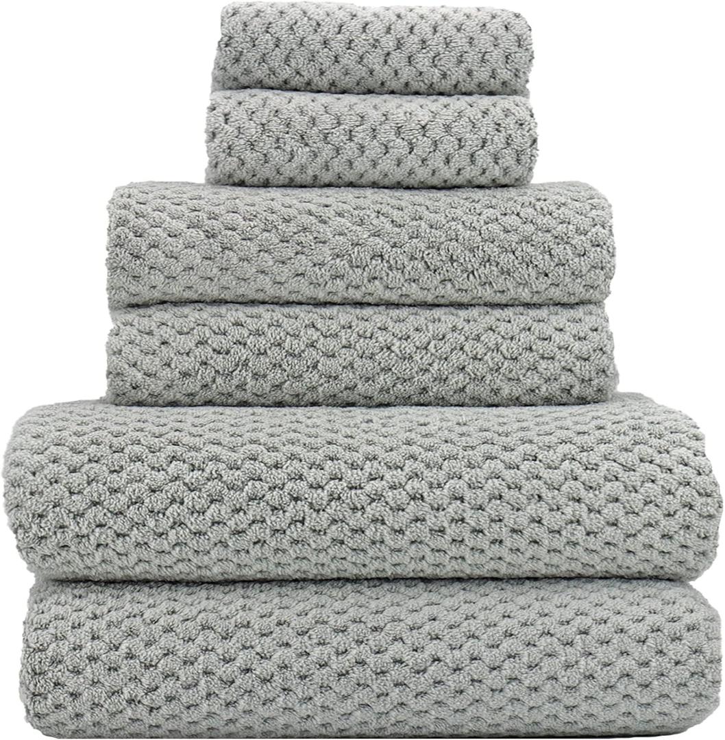 YTYC 29x59 Inch Extra Large Bath Towels Set of 6 Quick Dry Super Soft Microfiber Towels for Bathroom 80% Polyester (Grey, 6 Piece)