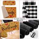 Fabbay 2 Pcs Valentines Day Doormat Welcome Heart Door Mat Black and White Checkered Mat Buffalo Plaid Rug with Rubber Non Slip Backing Rug for Home Kitchen Entrance Front Door Outdoor