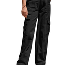 Hiistandd Women's High Waisted Cargo Pants Cotton Wide Leg Casual Pants Combat Military Work Trouser (Black, Medium)