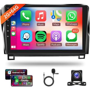 2+64G Android Car Radio Car Stereo for Toyota Tundra 2007-2013/Sequoia 2008-2018 with Wireless Carplay Android Auto, 10.1'' Touch Screen Head Unit WiFi GPS Bluetooth FM RDS Hi-Fi AHD Backup Camera SWC