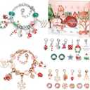 Advent Calendar 2025 Girls Bracelet Christmas Gift,24 Day Xmas Countdown Calendar Pink DIY Charm Bracelet Jewelry for Teen Girls