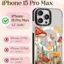 Lotadilo for iPhone 15 Pro Max Case for Women - Cute Kawaii Design Girls Compatible with Magsafe Magnetic Ring Holder Stand Mushrooms Butterflies Phone Covers Aesthetic Girly TPU Funda for 15 Pro Max