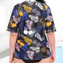 Halcurt Women's Plus Size Rash Guard Short Sleeve Swim Shirt with Built in Bra UPF50+ Sun Protection Swimsuit Top