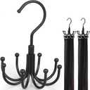 TOPIA HANGER Belt Hanger 2-Pack, 360Rotatable Belt Organizer for Closet, Belt Rack, Accessory Organizers, Closet Storage Hook for Belt, Dog Harness, Tie, Tank Top, Bra, Purse, Scarf (8 Hooks, Black) (Black)