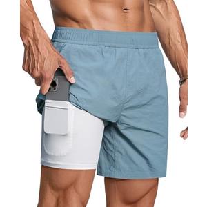 Milin Naco Mens Swim Trunks: 7 Inch 2 in 1 Compression Liner Quick Dry Water Resistant Breathable Stretchy Pockets Swimming, 3XL