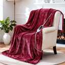 Heated Blanket Electric Throw, 50" x 60" Heating Blanket with 5 Levels & 10 Hours Auto Off, Extremely Soft Flannel Warm Blanket Gifts Over-Heat Protection, ETL Certified Machine Washable (
Rose Red & White)