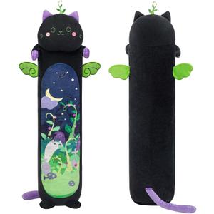 Mewaii Long Cat Plush 5 Sizes, 120% Extra Filling Giant Plushness Kids Body Pillow, Kawaii Cute Black Cat Stuffed Animals Plushies, Big Long Body Pillow Black Cat Plush Gift for Girls 53