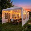HOTEEL 10x30 Party Tent, 300 Sq Ft Outdoor Canopy with 8 Removable Sidewalls, 2 Zipper Doors, 16 Ropes and 36 Stakes, Carpas para Fiestas for Wedding BBQ Backyard Event Baby Shower, White