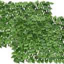 Expandable Faux Ivy Fence Privacy Screen Stretchable Artificial Hedge Single Sided for Balcony Patio Garden (2PC,Grape)