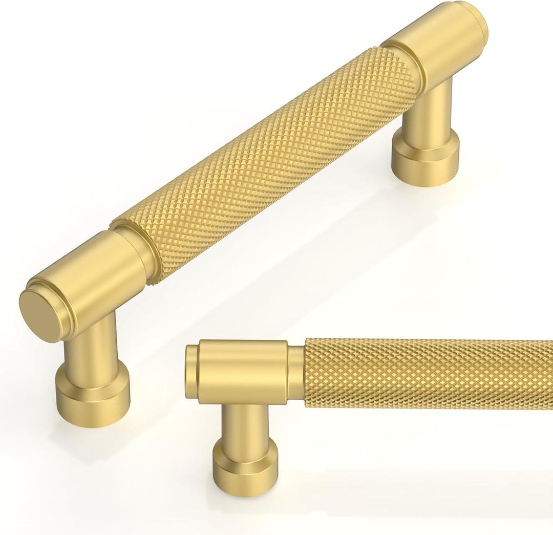 10 Pack Brushed Gold Cabinet Pulls 3.75 Inch(96mm) Kitchen Cabinet Handles Cabinet Hardware for Drawer Pulls