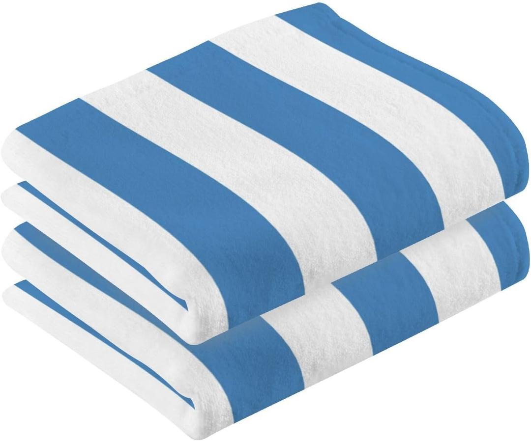 WIHVE Hand Towel Set of 2 White Blue Vertical Stripe Absorbent Soft Decorative Fingertip Towel for Bathroom 16 x 28 Inch