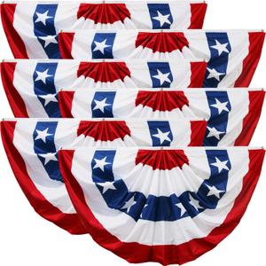 HOOSUN 4th Of July Decorations,American Flag Bunting for Outside,USA Pleated Fan Flag 1.5x3 FT, American Flags Bunting for Fourth Of July Patriotic Decorations, Red White And Blue Banner Decor, 6 Pack
