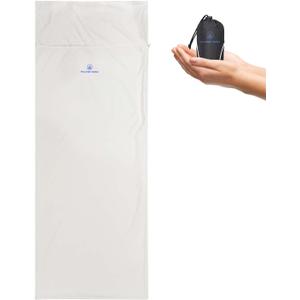 Mountainlodge Sleeping Bag Liner for Warm Weather Seasons with Carry Bag - Protable,Lightweight and Skin-Friendly Sleeping Bag for Camping,Hiking and Backpacking. (Beige with zipper left)