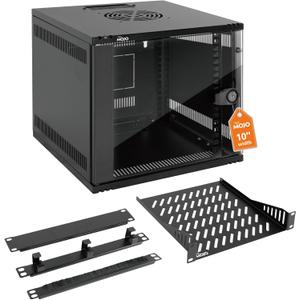 Tecmojo 6U 10 inch Rack, Wall Mount Network Cabinet Set,12.3W x 13D x 11.8H- Load Capacity 110Lbs(50 kg),Black 10" Wall Housing Server Rack Set