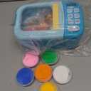 Microwave Toys Kitchen Play Set with Light Sound,Kids Pretend Play Electronic Oven with Play Food and 6 Color DIY Play-Dough for Children Ages 3+ Years (Blue)