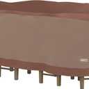 DUCKCOVERS Ultimate Waterproof Rectangular/Oval Patio Table with Chairs Cover, 107 Inch (Mocha Cappuccino)