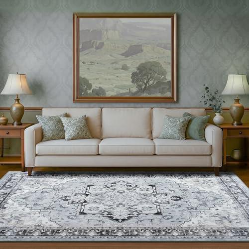 RUGICI Area Rugs 8x10,Washable Area Rug for Living Room,Low Pile Rug,Non-Slip Non-Shedding Bedroom Rug,Indoor Modern Carpet for Bedroom Kitchen Dining Room Home Décor (Cyan, 8x10)