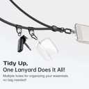 3 x Phone Lanyard Crossbody with 2 Hanging Loops: Metal Buckle Adjustable Skin-Friendly Cell Phone Strap for iPhone Around,Hands-Free Universal Anti Theft Neck Lanyards For Outdoor Travel,Black