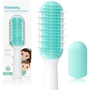 Frida Baby Thick or Curly Hair Detangler Brush for Kids, Toddler Hairbrush Detangles Knots Without Tears or Breakage, Comb Teeth and Bristle Design, White/Blue ,1 Count