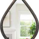 Black Teardrop Mirror Wood Framed Wall Mirror Farmhouse Decorative Wall-Mounted Mirrors for Bathroom Living Room Vanity Entryway Hallway 16x20 Inches Rustic Black