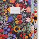 RIFLE PAPER CO. Blossom Stitched Notebook Set, Assorted Set of 3 Colorful Notebooks, 64 Ruled Pages with Gold Ink, Full Color Canvas Cover with White Text Paper Interior (6" W  8.5" L)