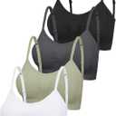 SATINIOR 4/12 Pieces Bralette Neck Cami Bra Wireless Tank Top Sports Bra for Women (L)