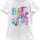 Disney Doorables Birthday Surprise Girls Short Sleeve Tee Shirt (Large, White)