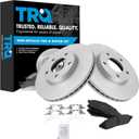 TRQ Front Brake Pad and Rotor Set Semi Metallic Vented Rotors Compatible with 2011-2014 Nissan LEAF 2013-2021 NV200