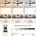 Black Ceiling Fan with Light: 42-Inch Ceiling Fan 3 Blades Low Profile Outdoor - Modern Ceiling Fans with Remote Control Quiet Reversible DC Motor for Patio Living Room