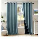 Beauoop Dusty Blue 100% Blackout Curtains 84 Inch Long 2 Panels for Bedroom Living Room Solid Room Darkening Thermal Insulated Soundproof Energy Saving Grommet Top Window Treatment Drapes,52x84 2 Set