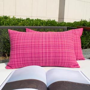Kevin Textile Pack of 2 Valentines Decorative Outdoor Waterproof Pillow Covers Garden Cushion Sham Throw Pillowcase Shell for Patio Tent Couch 12x20 Inch Hot Pink