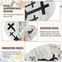 Threan 3 Pcs Easter Table Decoration Easter Egg Table Wooden Signs Christian Tabletop Centerpiece Religious Decorations for Home Dining Room Party Office Decor