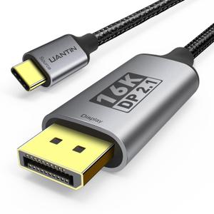 USB-C to DisplayPort 2.1 Cable | 16K@30Hz 8K@120Hz 4K@240Hz 40Gbps Type C to Display Port Cord [Thunderbolt 3/4/5 Compatible] DP Cable for iPhone 16/15,Galaxy S24,MacBook Pro/Air,iPad - 6FT