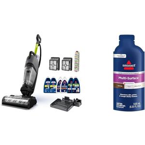 BISSELL CrossWave HydroSteam Deluxe Wet Dry Vac, Multi-Purpose Vacuum, Wash, and Steam, Formula Included, Green, 3515G + Bissell Multi Surface Super Concentrate, 14 0.33 Oz packets included, 4144