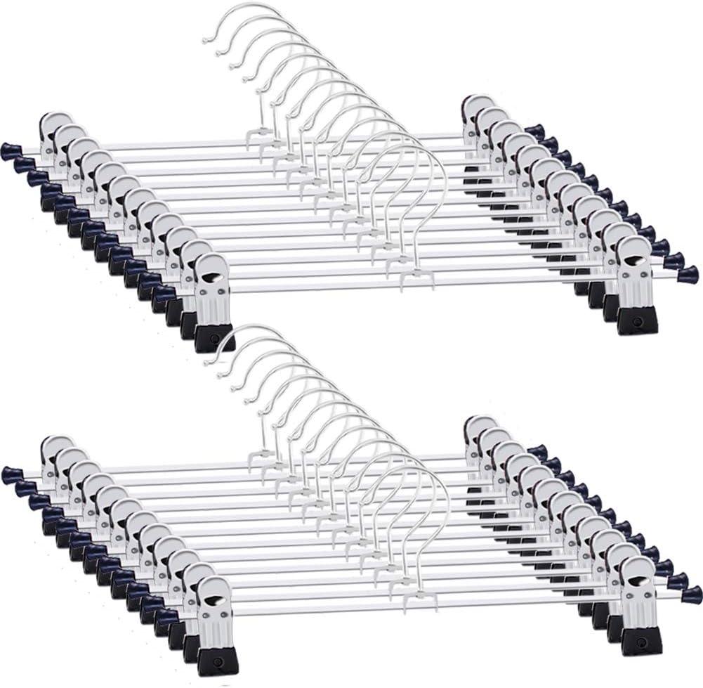 GoodtoU Pants Hangers with Clips - Skirt Hangers 24 Pack Clip Hanger for Pants Jeans Shorts Adjustable Metal Hanger for Heavy Duty