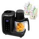 EVLA'S Double Baby Food Maker with 2 Steaming Baskets, Steamer, Blender, Grinder, Food Processor, Cook & Blends Healthy Baby Food in Minutes, Touch Screen, with 6 food Pouches, Dark Grey
