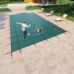 Yankee Pool Safety Inground Pool Cover -16x32 Ft Safety Pool Cover w/Anchors, Steps, Full Set Installation Tools, Ultra-Dense UL Classified to ASTM F1346, Weather-Resistant Pool Covers