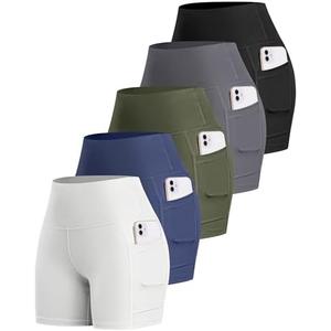 LZYVOO Biker Spandex Shorts Women, High Waisted Tummy Control Workout Yoga Shorts with Pockets Blue Small 1 Count