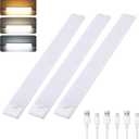 Wireless Under Cabinet Lighting 12 Inch 3 Pack, 1500mAh Magnetic Motion Sensor Light USB C Rechargeable Closet Lights, 3 Color Dimmable LED Night Light Stick on Under Counter Lights for Kitchen Stairs