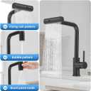 Kitchen Faucet with Pull Down Sprayer Black Waterfall Single Hole Single Handle Stainless Steel Kitchen Sink Faucets