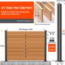 201 Stainless Steel 4FT Privacy Screen Outdoor Fence Post for Wood Slats, Concrete Install Wooden Privacy Fence Panel PostEnd Post Matte Black 2Pack