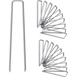 UPMCT 12 Inch Galvanized Garden Landscape Staples Stakes, 25 50 100 PCS Anti-Rust Garden Staples U-Shaped Landscape Pins for Secure Lawn Fabric (25, 12 Inch)