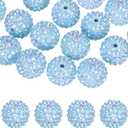 PATIKIL 20mm Resin Rhinestone Beads for Beadable Pen, 20 Pack Ball Disco Sparkly Chunk Round Bubblegum Beads for Beadable Keychain Jewelry Making DIY Craft, Blue AB