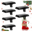 Homjoy 6 Pack Metal Christmas Stocking Holders for Mantle Heavy Duty Stocking Hangers Stocking Hook Christmas Ornaments for Counter Tables Window Fireplace Mantle Decoration (Black)