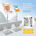 11"x17" Pedestal Poster Sign Holder Stand with Heavy Duty Solid Steel Base, Adjustable Sign Holder Standing Floor Sign Stand for Office/Store/School/Church/Public Sign Displayed Stands, Silver