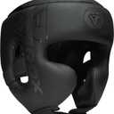 RDX Boxing Headgear, MMA Training, Adjustable Padded Kara,Muay Thai Headgear, Kickboxing, Sparring, Martial Arts, Karate, Taekwondo Helmet (Medium, BLACK)