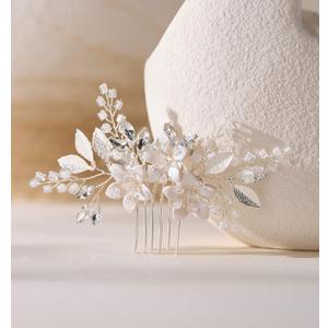 SWEETV Wedding Hair Comb Clip Bridal Crystal Wedding Hair Accessories for Brides and Bridesmaid, Silver