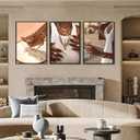 3PCS Black Woman Canvas Wall Art,Black Girl Poster Fashion Girl Abstract Pictures Prints Boho Black Female Paintings African American Woman for Nordic Minimalist Room Bedroom Wall Decor Unframed