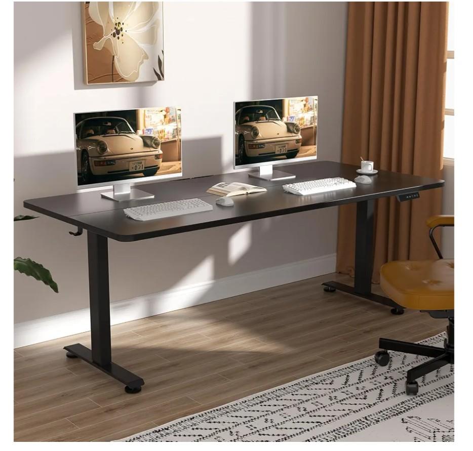 Veken 63×27.6 Inch Large Electric Standing Desk, Gaming Table, Black
Height Adjustable Sit Stand Up Computer Tables for Home Office, Study , Writing, Suit students, employees and group work